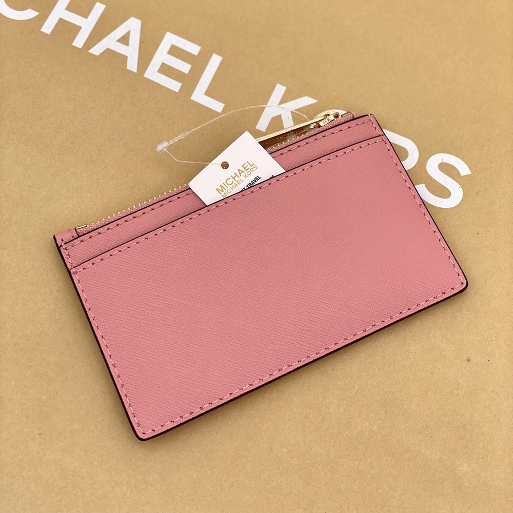 Michael Kors Medium Top Zip Card Case Wallet Coin Pouch Primrose - Picture 3 of 7
